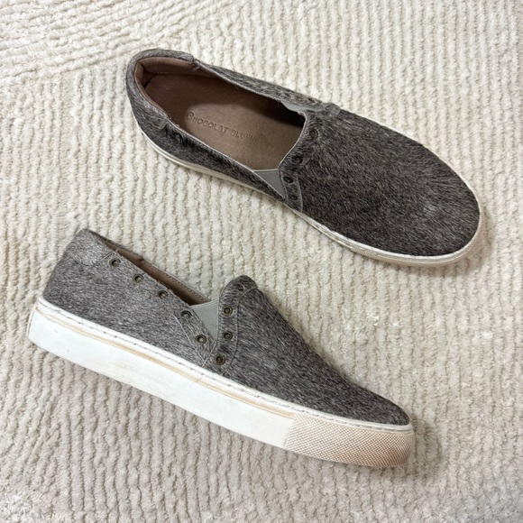 Chocolat Blu Noella Slip On Sneaker Grey Calf Hair Grommet Detail Size 39 US 8 - Picture 2 of 11